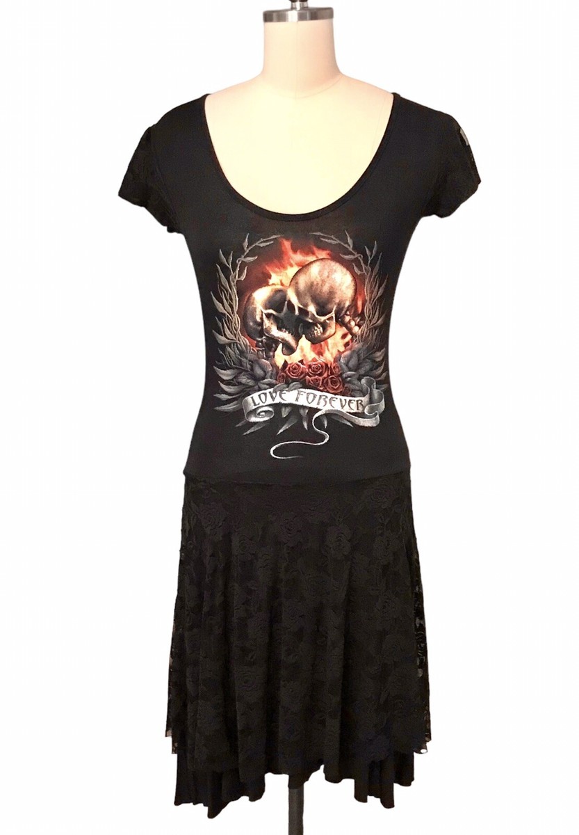 black lace skull dress Skull Brocade Gothabilly Dress