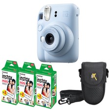 Fujifilm Instax Mini 12 Film Camera Blue+case +mini Film Printer Kit-3 Pack