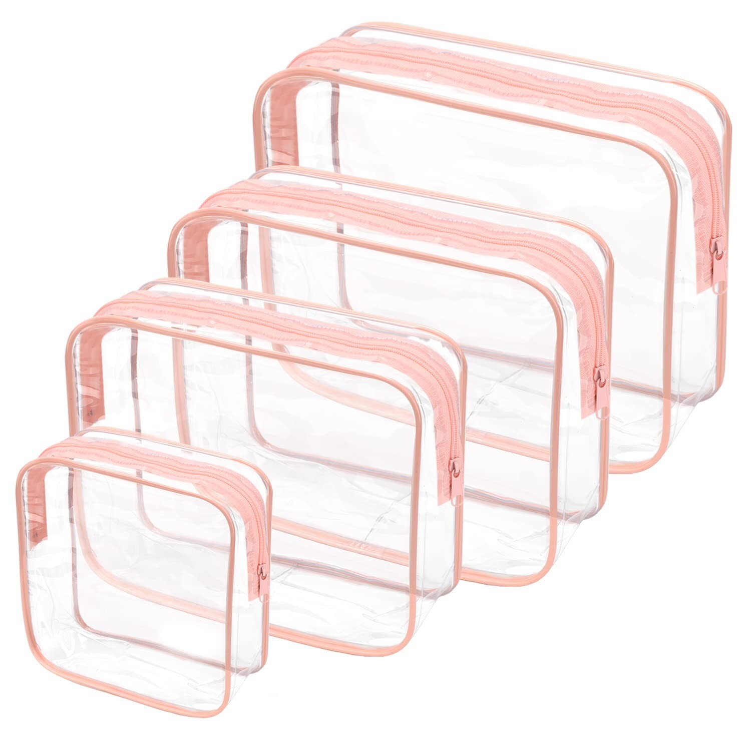 4-Piece Waterproof Clear Plastic Makeup Bags for Cosmetics & Travel