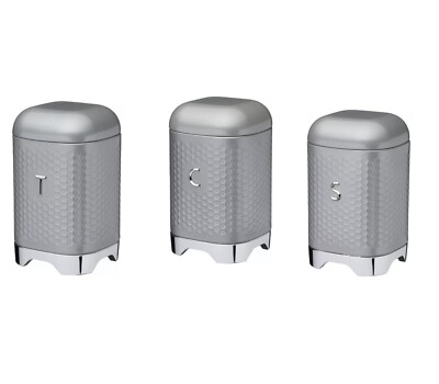 Lovello Retro T/C/S set Jar with Geometric Textured Finish Shadow Grey 