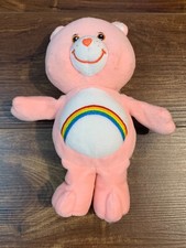 2002 Small 8" Care Bears Cheer Bear Plush Stuffed Animal Pink Heart Rainbow