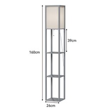LED Shelf Floor Lamp Wooden Storage Standing Light Reading Living Room Office