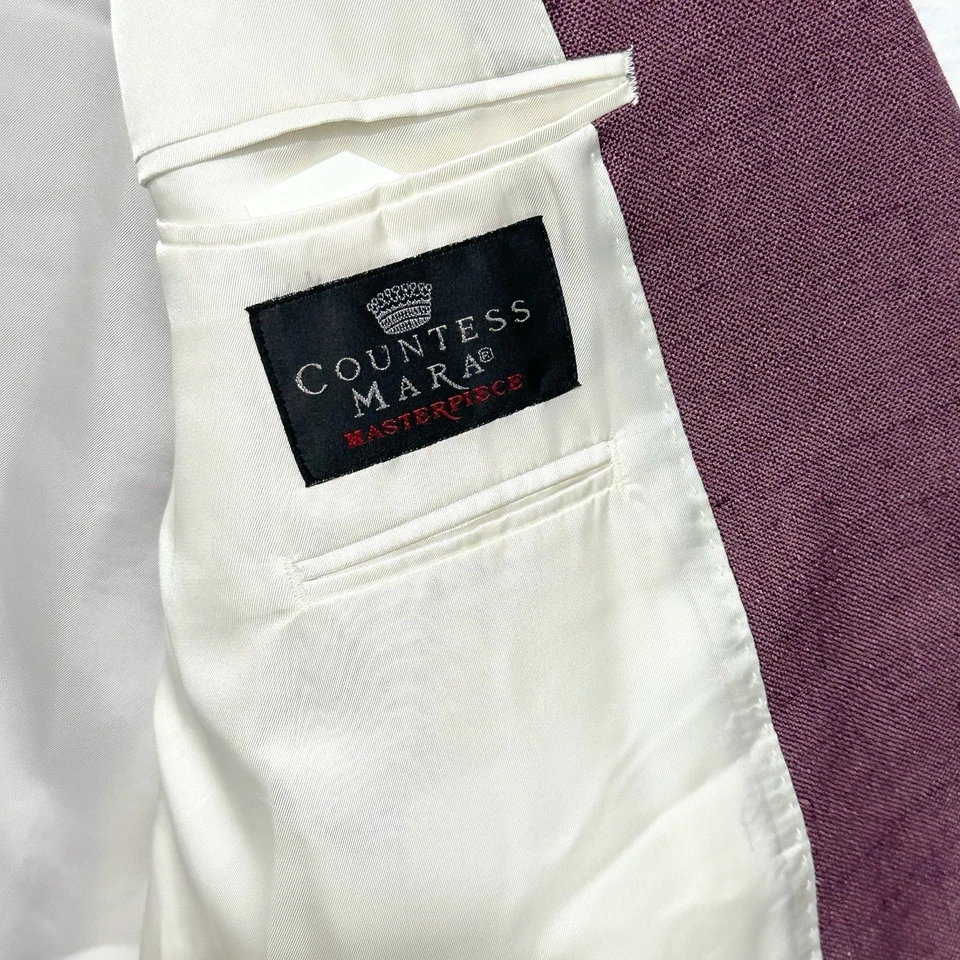 Blazer Chaqueta Vintage Condess Mara 44R Lana Texturizada Mezcla Lino Ciruela Malva Foto 3 de 4