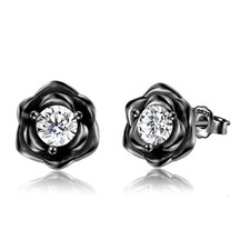 Rose Flower Stud Earrings for Sterling Silver with Gold Plated Hypoallergenic...