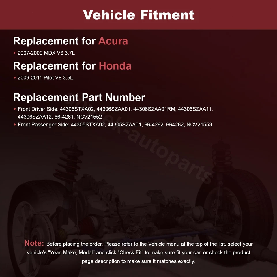 Eje delantero izquierdo derecho CV para Acura MDX 2007-2009 2009-2011 Honda Pilot Foto 2 de 4