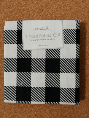 Create It (1) Yard Fabric ~ Pre-Cut ~ Black White Check Plaid ~ 100% cotton. NEW