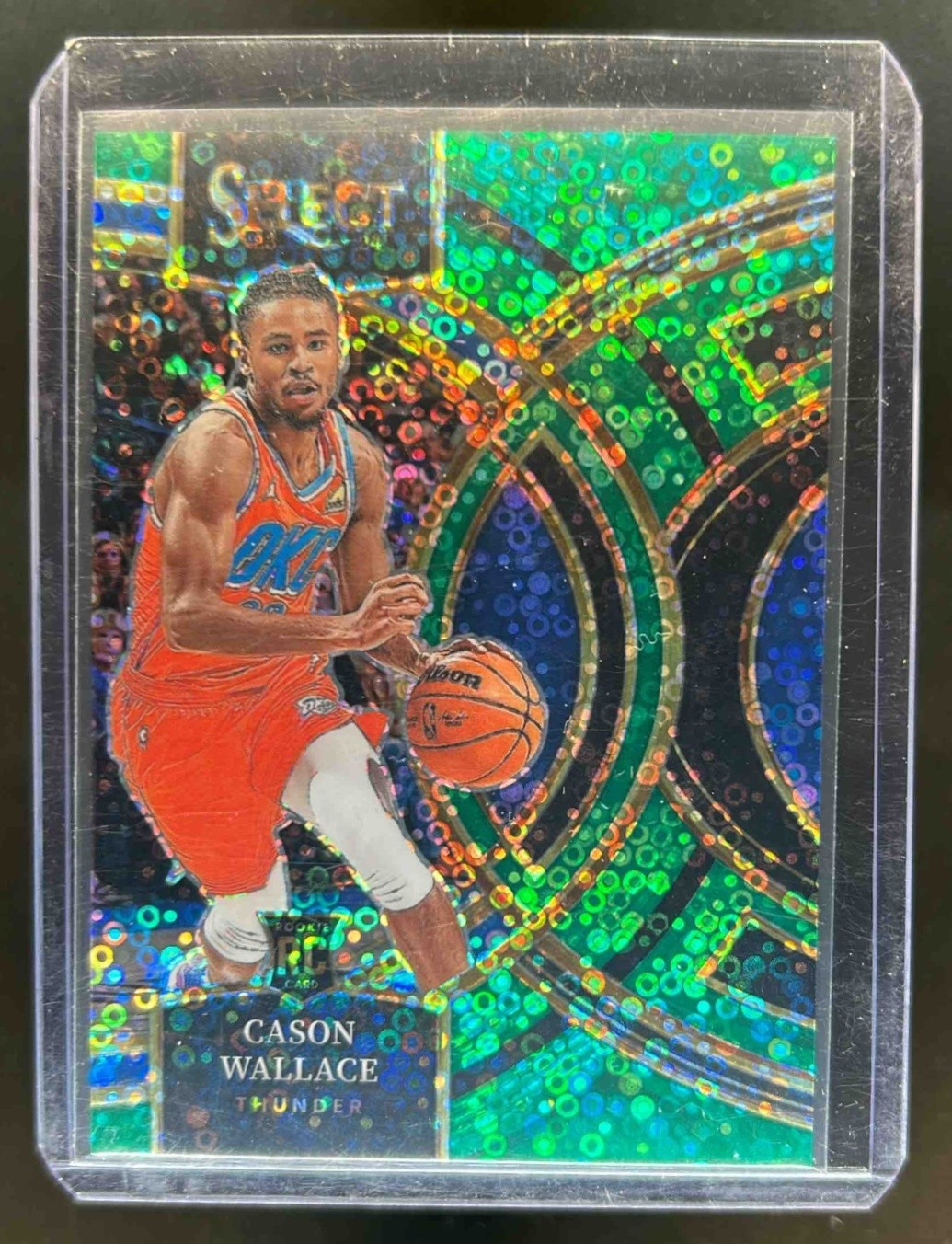 2023-24 Select Cason Wallace Green Disco Prizms RC Premier Level #/5 Thunder