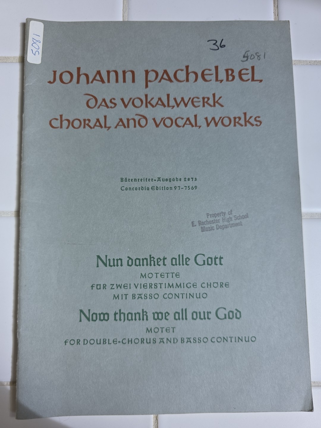Johann Pachelbel What God Ordains Is always Good Choral Vocal Music Book