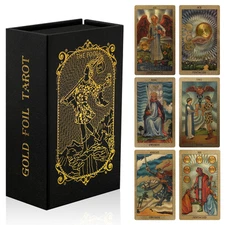78 Tarot Cards with Guide Book,Rider Waite Tarot Deck,Gold Foil Tarot Cards D...