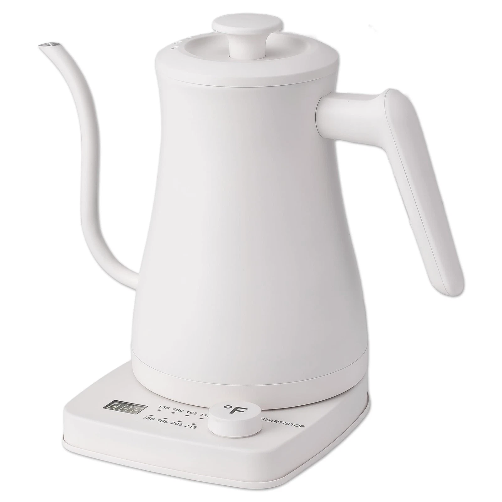 Electric Kettle 1.0L 1500W Gooseneck Stainless Steel Interior White Rapid-Boil