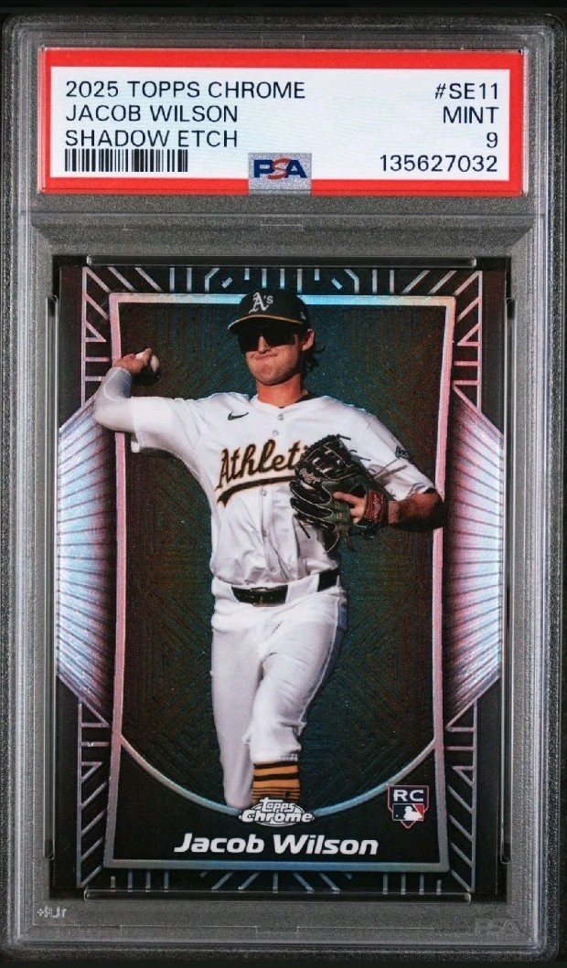 2025 Topps Chrome Jacob Wilson SHADOW ETCH SSP PSA 9 OAKLAND ATHLETICS CASE HIT