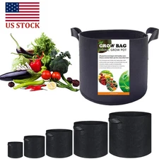 5 Pk Plant Grow Bags Fabric Pot Nursery Soil Bag with Handles Thickened Nonwoven