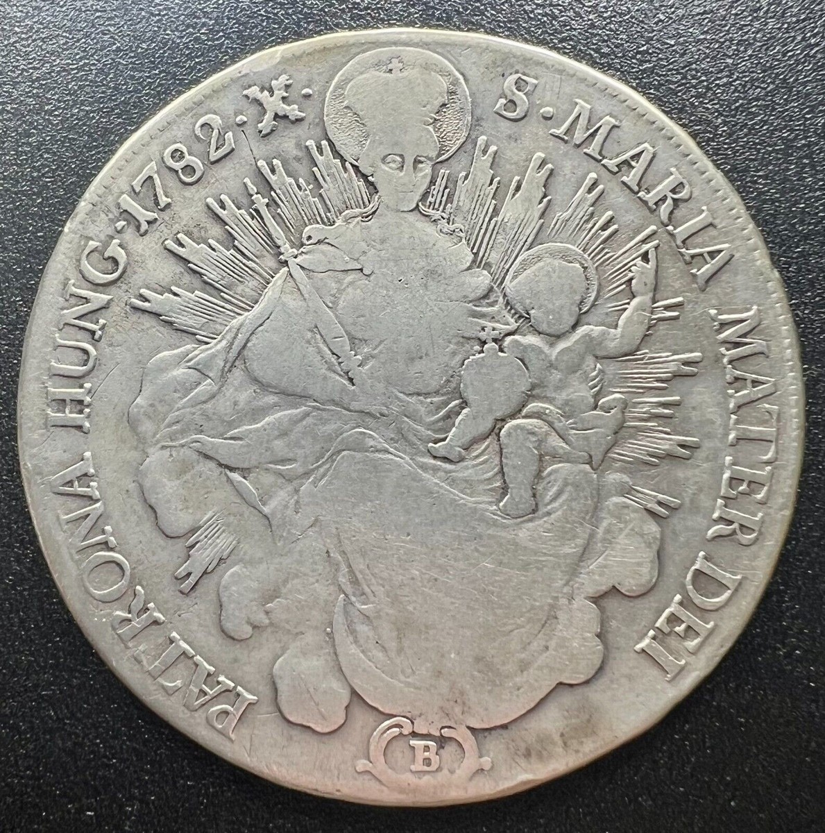 1782 Hungary King Joseph II Madonna & Child Antique .833 Silver