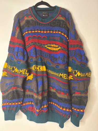 Vintage 90s Emaroo 3D Coogi Style Pure Wool Sweater Mens Australia L/XL - Image 1