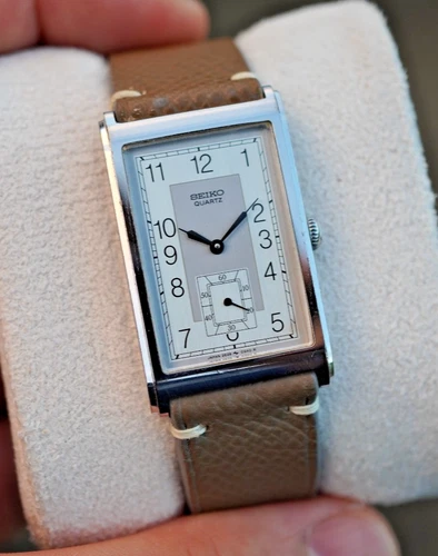 Vintage Seiko Tank 2628-5120 Art Deco Quartz - Palladium Plated - Sub-Seconds