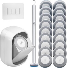 Ctime Disposable Toilet Brush Set with 18 Refills, Wall Mounted Wand Kit 