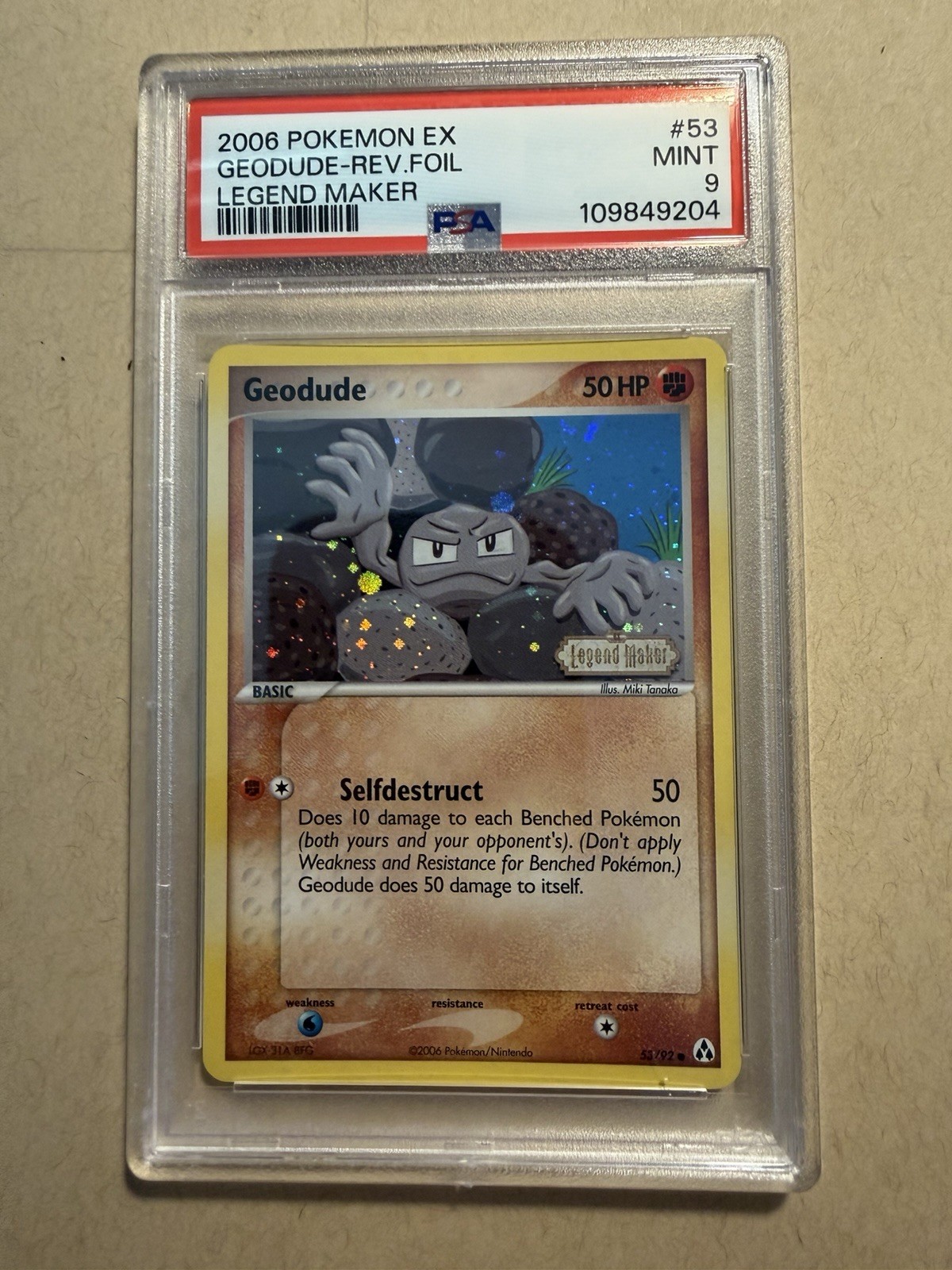2006 Pokemon EX Legend Maker 53 Geodude Rev. Foil PSA 9