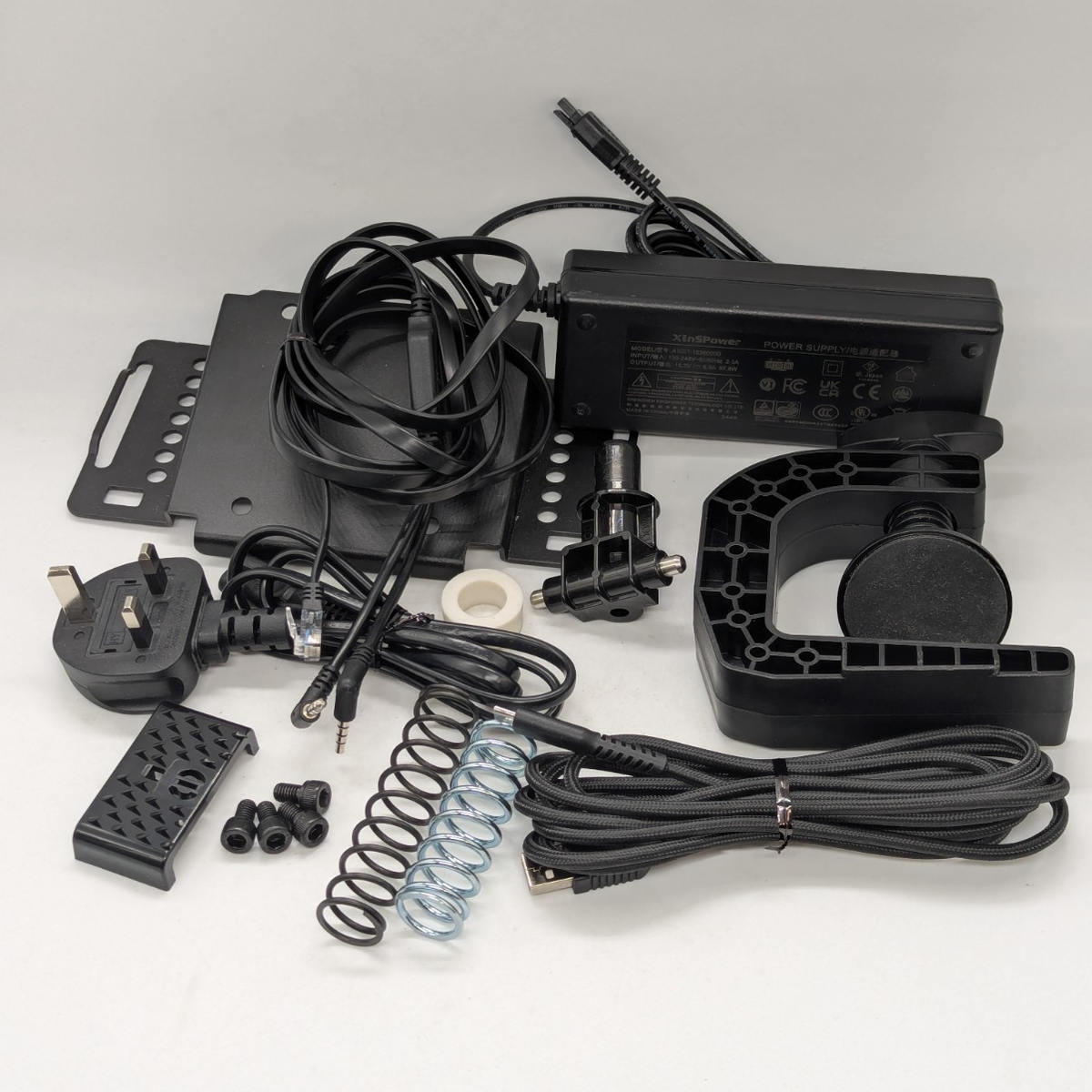 Thrustmaster T598 power adapter/pedals/USB cable/clamp/mount 
