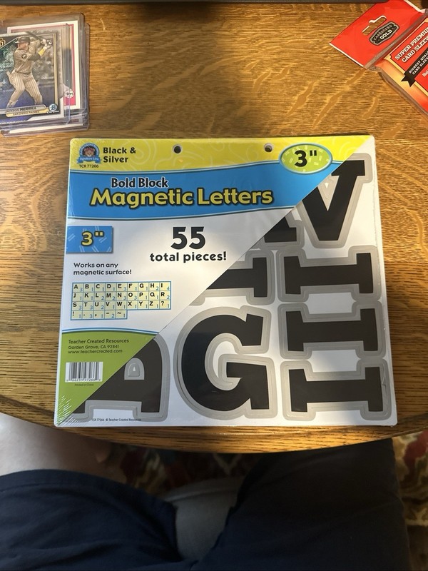 Teacher Created Resources 3" Magnetic Letters 55 Pc Bold Block Black And Silver