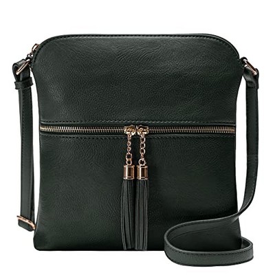  Womens Lightweight Medium Crossbody Purse with Tassel, Perfect Size Olive