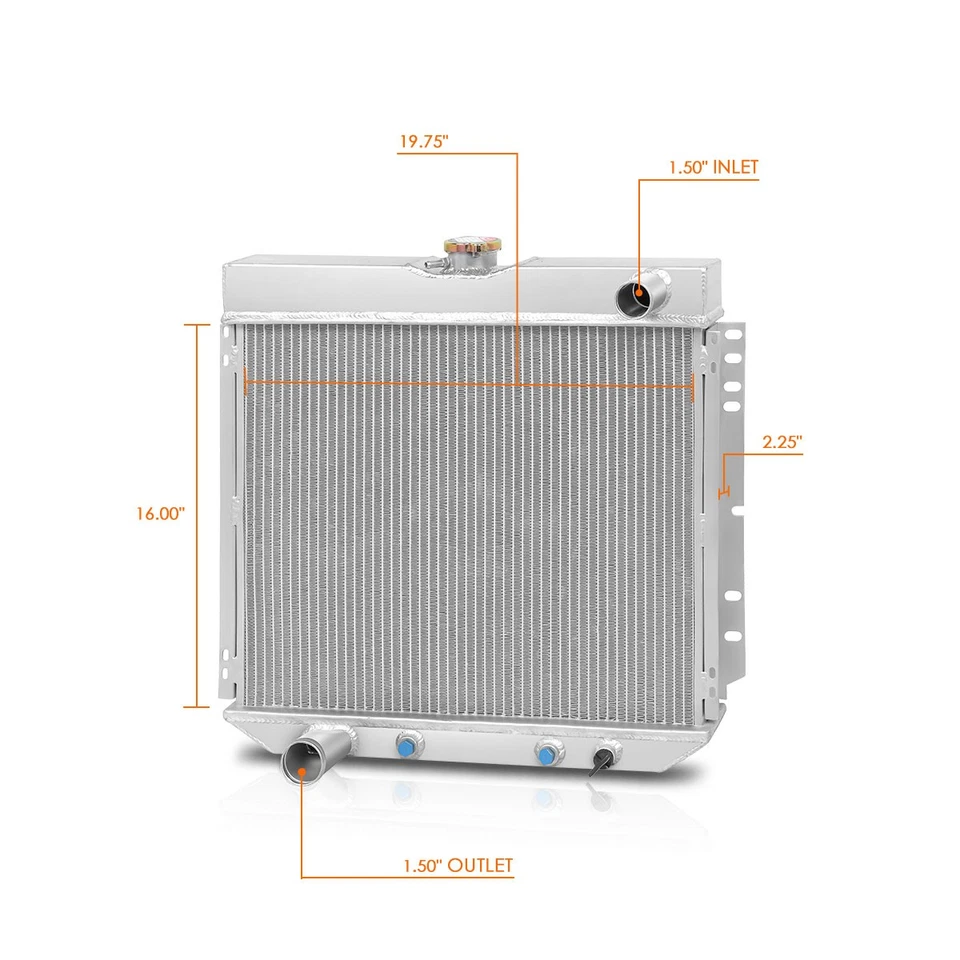 3-Row Full Aluminum Racing Radiator for 69-73 Ford Mustang/Pinto Mercury Cougar - Image 3 of 4