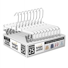 Durable Heavy Clear Plastic Pants Clothing Hangers with Clips 14 Inch 25 Pack