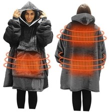 Wearable Heated Blanket Hoodie,USB Heated Blanket Electric Wearable Grey