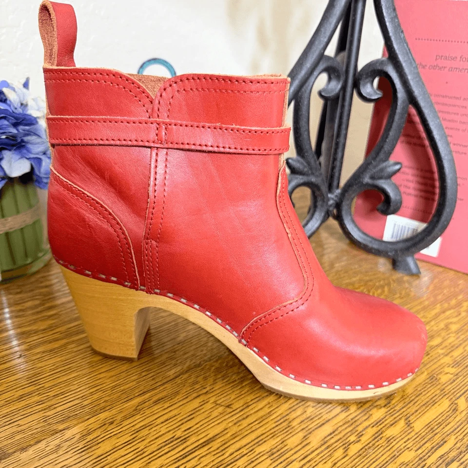 Zuecos de madera suecos Hasbeens Toffel rojo Jodhpurs talla 40 Foto 4 de 4