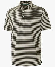 MAELREG Performance Polo Golf Shirt Black And Khaki Striped 3XL New