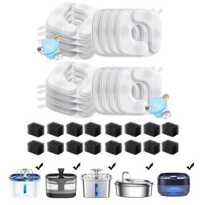 Cat Water Fountain Filters & Pre-Filters Set, 16 Pack for 50oz-95oz Dispensers