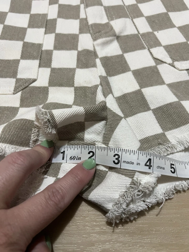 Pantalones Cortos Para Mujer The Post Cuadros Pantalones Cortos Tostados A Cuadros Talla Pequeña Tiro Alto Foto 3 de 4