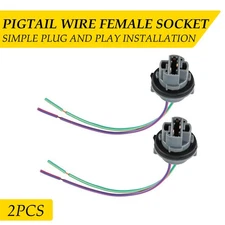 Universal Pigtail Wire Socket Female 7440 Two Harness Back Up Reverse Lamp OE