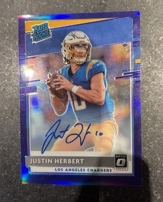 2020 Panini Justin Herbert Optic Rated Rookie Auto Purple 1/35 MVP RC SHARP