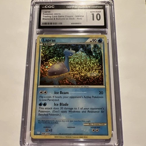 Pokémon Lapras Holo 2023 008/034 Blastoise & Suicune EX Deck Gem Mint 10