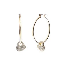 Hoop Earrings for Women Drop Dangle with Crystal Heart Charm 14K Gold Plated