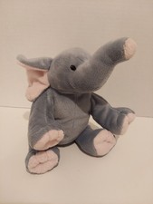 TY Pluffies Winks Elephant Plush Gray Pink Ears Feet 9" Stuffed Animal Toy 2016
