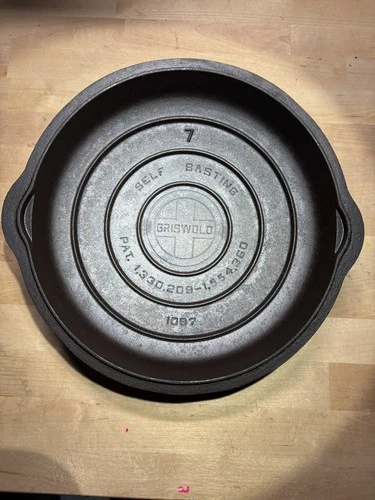 Vintage Griswold Cast Iron Lid #7 Self-Basting High Dome Cover 1097 Skillet lid