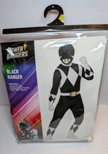 Men's Power Rangers Black Ranger Costume Cosplay Halloween, Adult Medium NEW