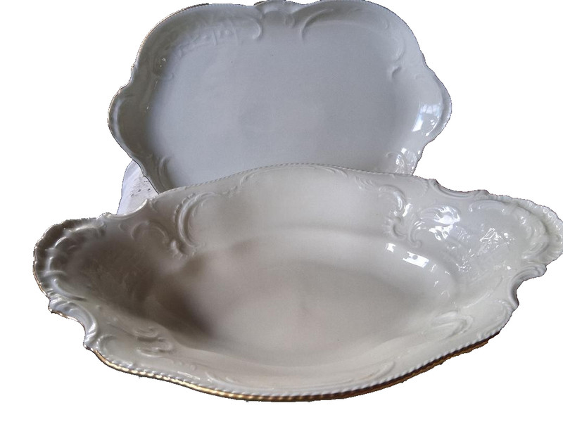 Rosenthal Sanssouci Ivory/Gold Trim Germany 2 Pieces Platter/Oval Serving Bowl
