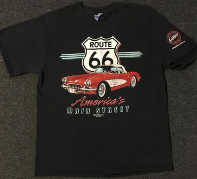 Vtg 90s RT 66 Highway Faded Shirt M L Hot Rod Car Biker Grunge Trucker Arizona