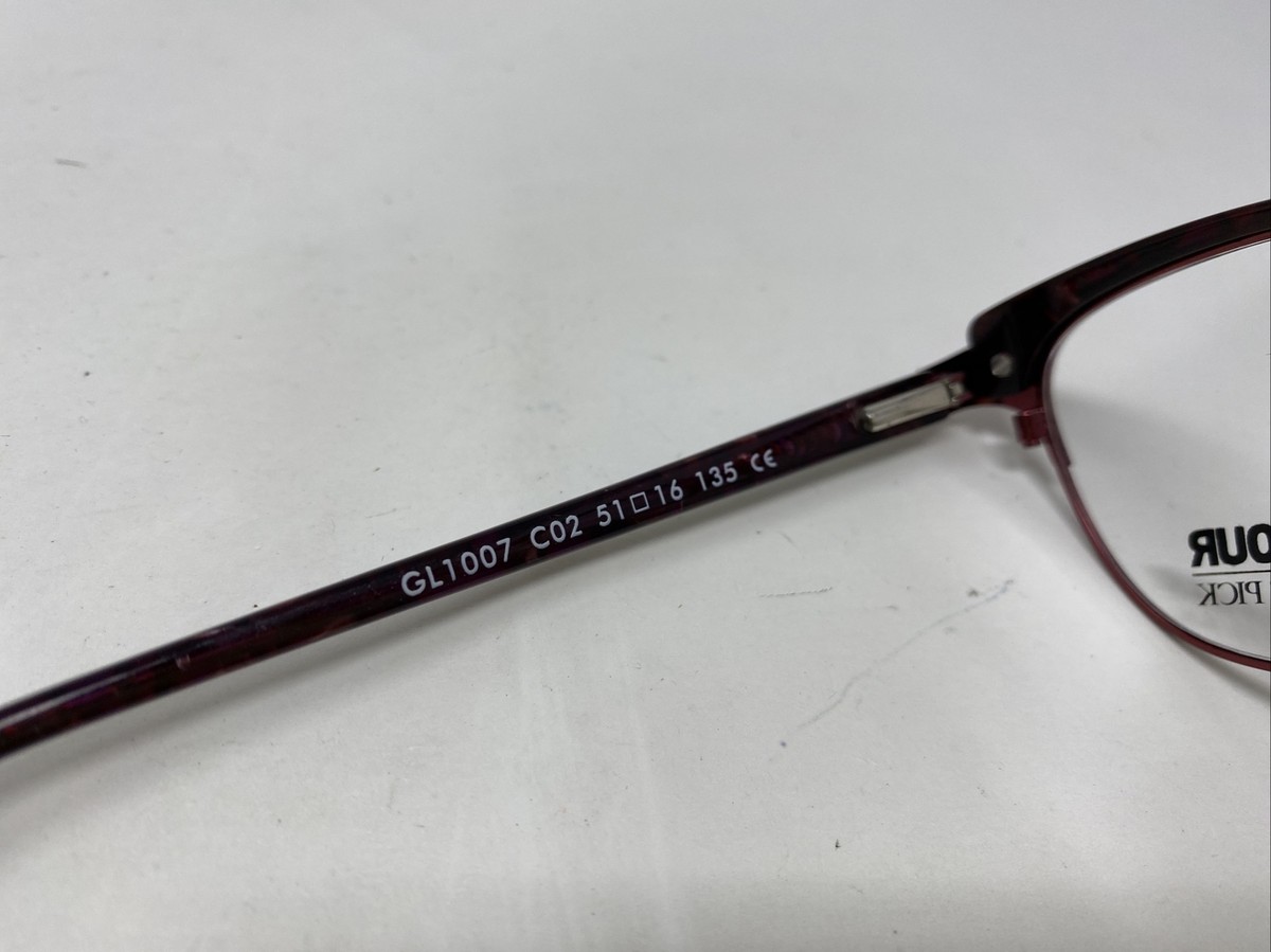 Glamour Eyeglasses Frame GL1007 C02 51-16-135 Red Marble 