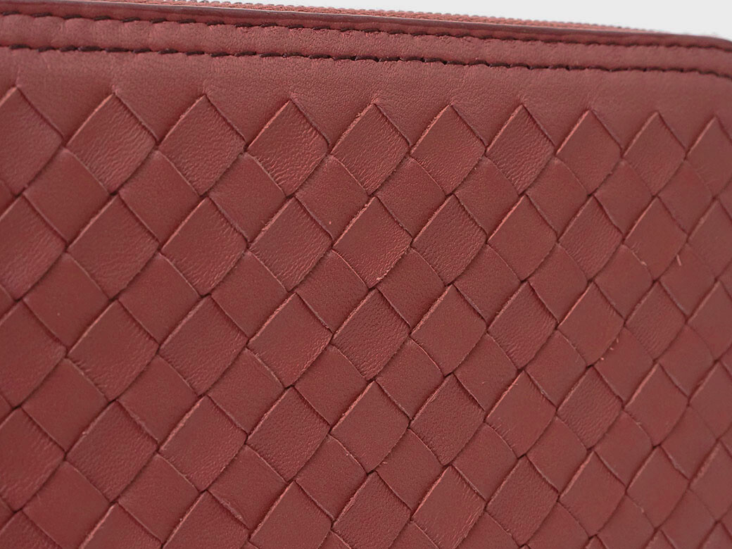 ○Bottega Veneta Intrecciato Zip Around Wallet Long Red 547244