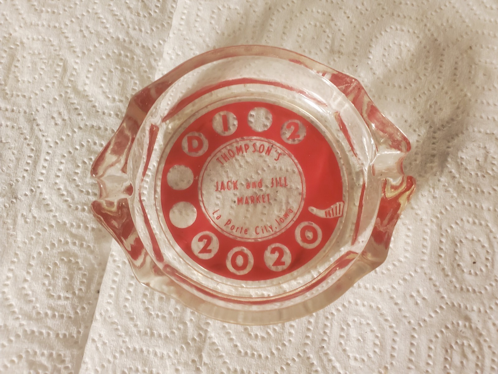 Glass Ashtray Thompson's Jack And Jill Market LA Porte City Iowa
