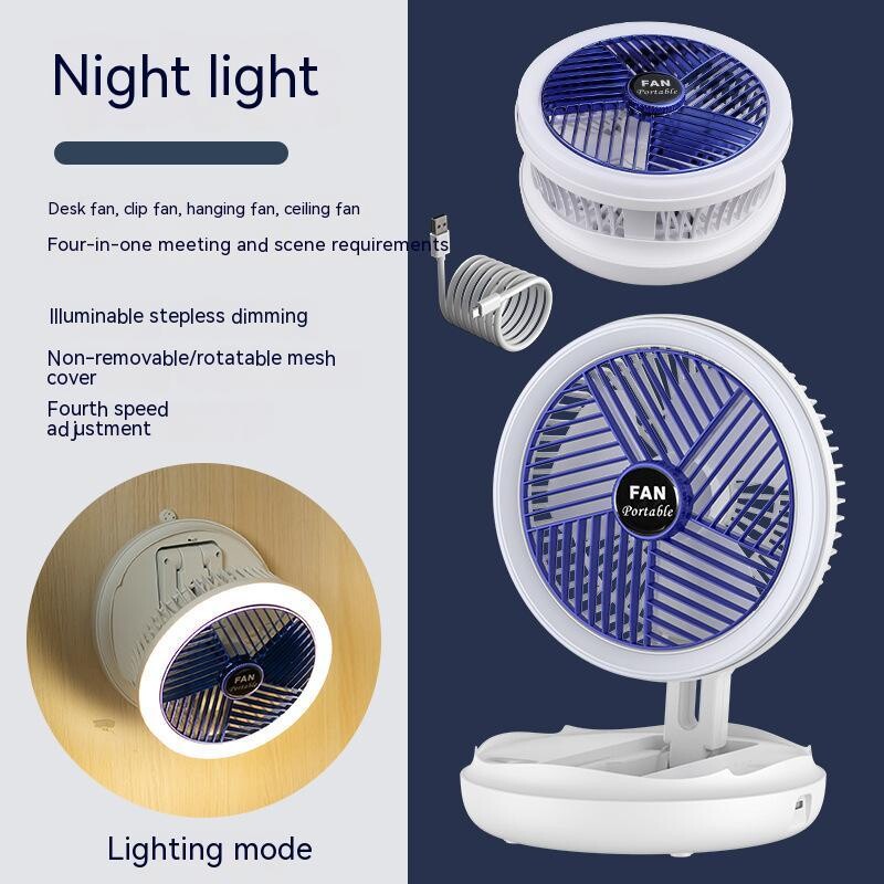 Cordless Folding Fan Telescopic Cooling Wireless Portable Fan USB