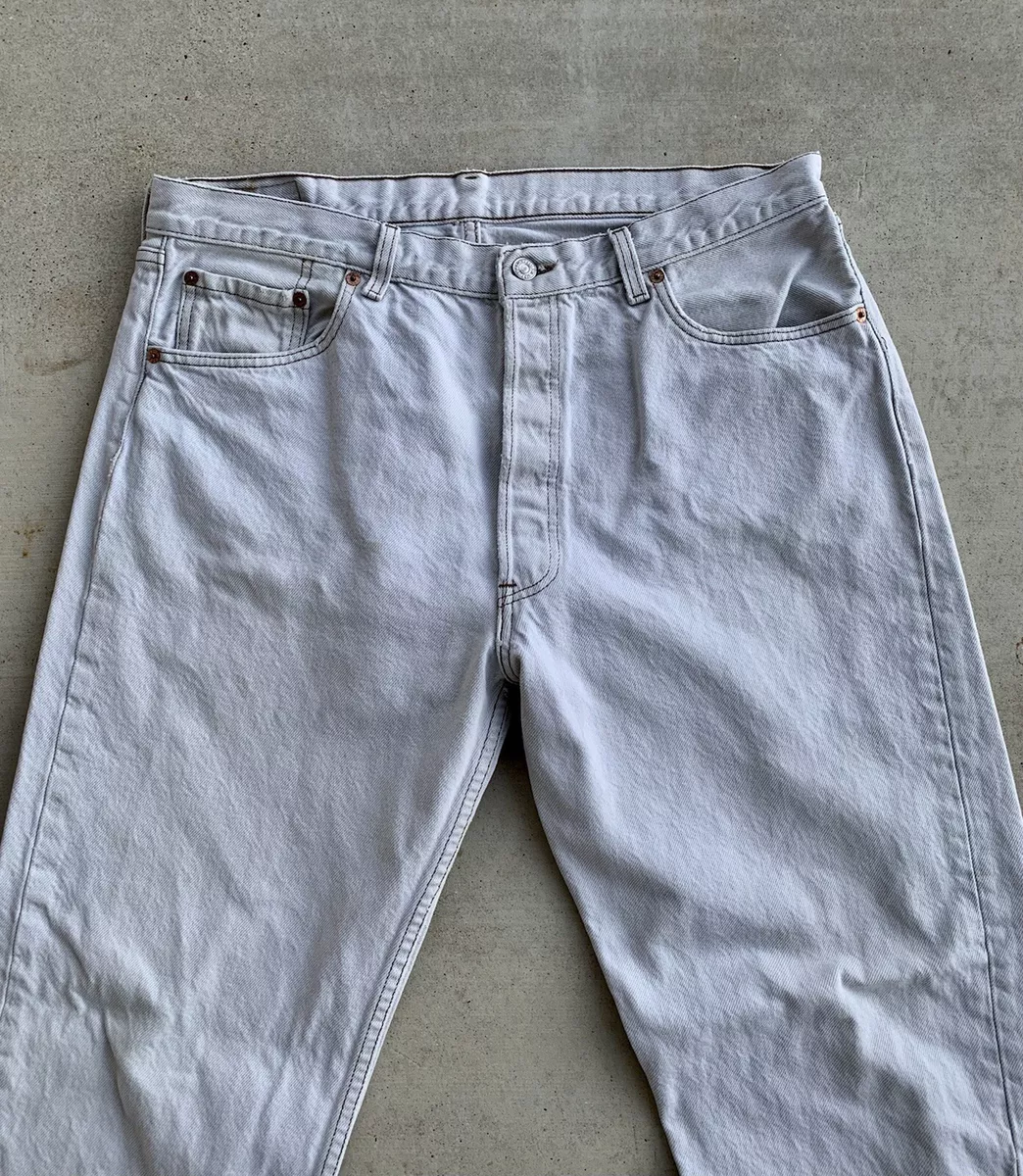 Vintage 90 s Levis 501 Ash Color Button Fly Denim Jeans Size 38x32 Rockabilly