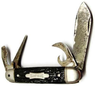 Kamp King Stainless Steel Multi Tool Cork Bottle Opener Punch Black 3 1/2 Blade