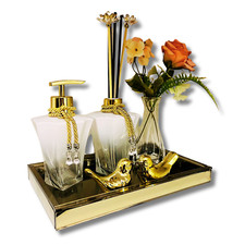 luxury set bathroom gold soap dispenser with tray and diffuser glass gold