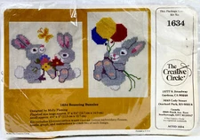 1984 Creative Circle Bouncing Bunnies 1634 Cross Stitch Waste Canvas Kit 13308