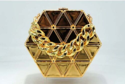Sac à main de soirée vintage en forme hexagone avec sac à main de mariage à chaîne transparente/8876 - Photo 1 sur 4