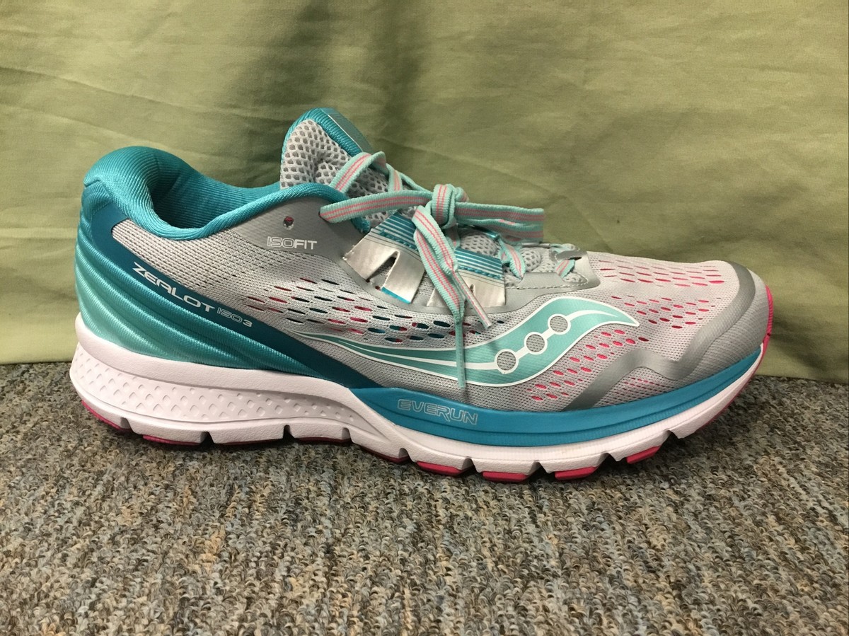 New Women's Saucony S10369-1 Zealot ISO Grey/Blue/Pink Sneakers - Main Image